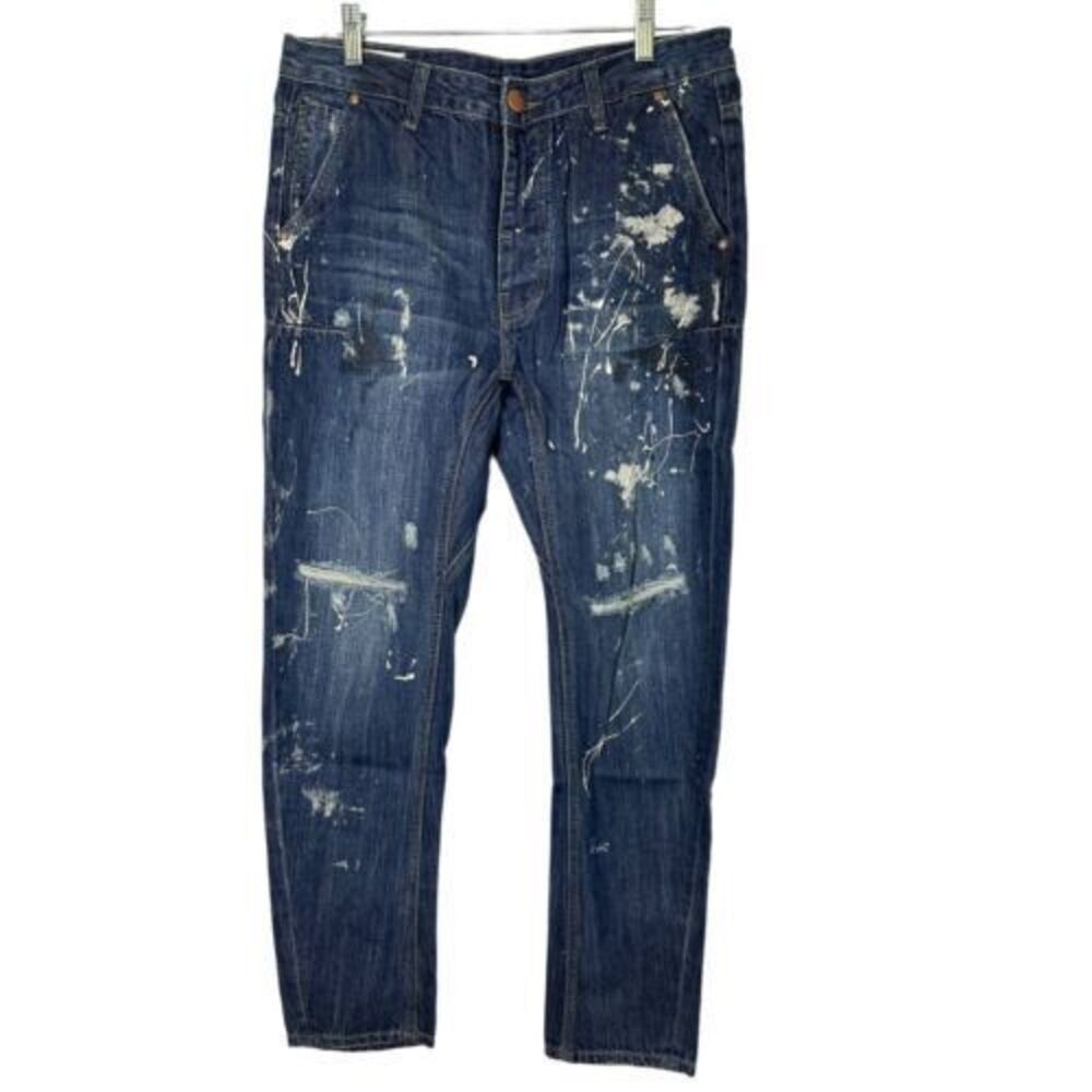 Man X One Teaspoon SZ 32R‎ Mr Golds Cowboy Paint Splattered Denim Jeans